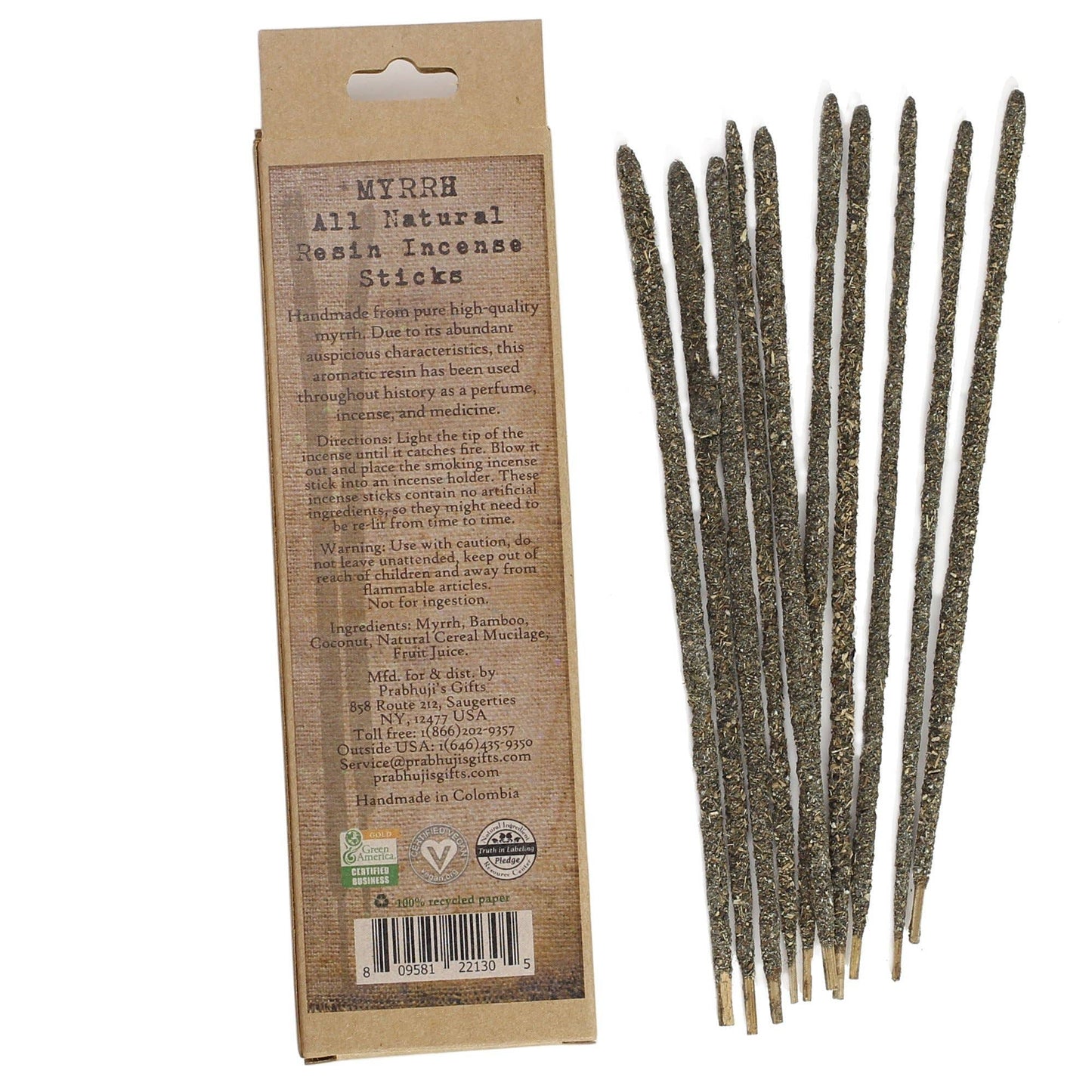 Smudging Incense - Myrrh - Resin Stick Incense - 10 Sticks